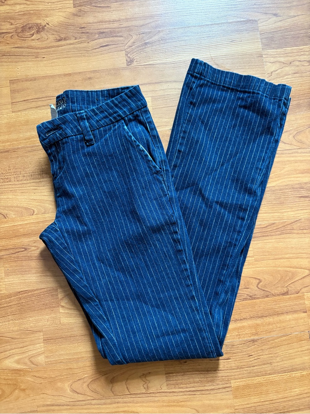 Zana Di Blue Pinstripe Straight-Leg Jeans